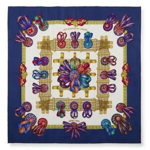 HERMÉS Authentic 35” Hermès Les Ruban du Cheval Silk Scarf by Joachim Metz